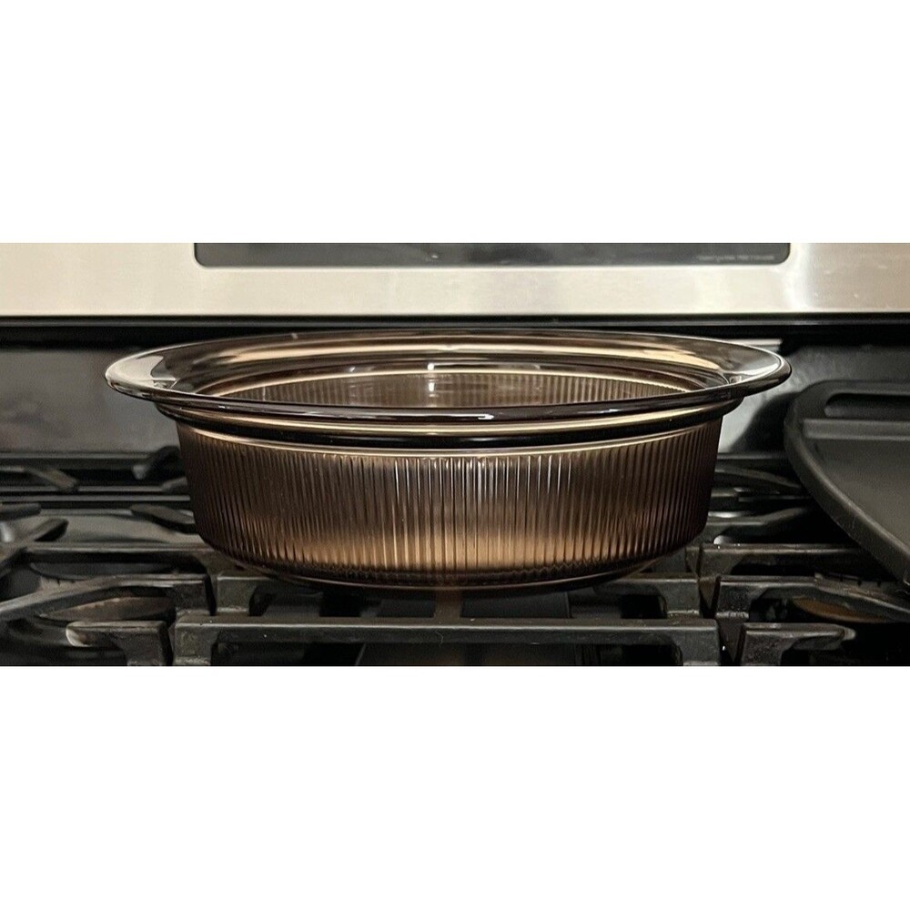 Vtg Vision Ware Corning USA Amber Ribbed Baking Dish 2.5 QT 2.5 L V-33-B NO LID